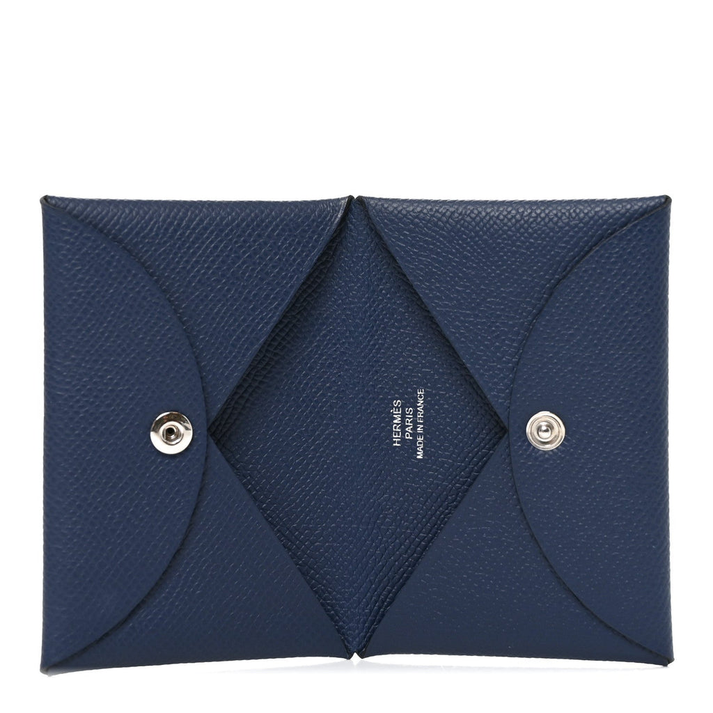Epsom Calvi Card Case Bleu Tie