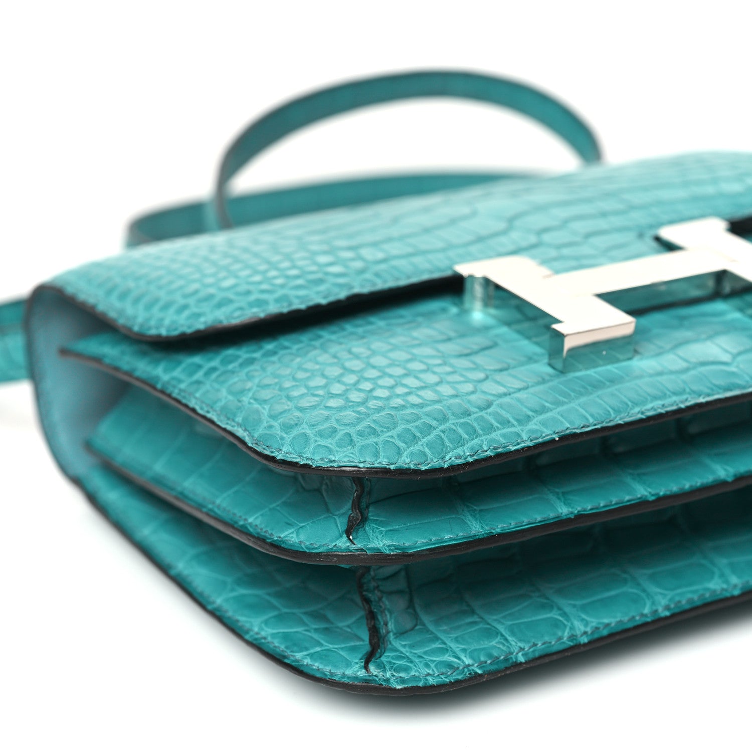 Matte Alligator Constance 18 Bleu Paon