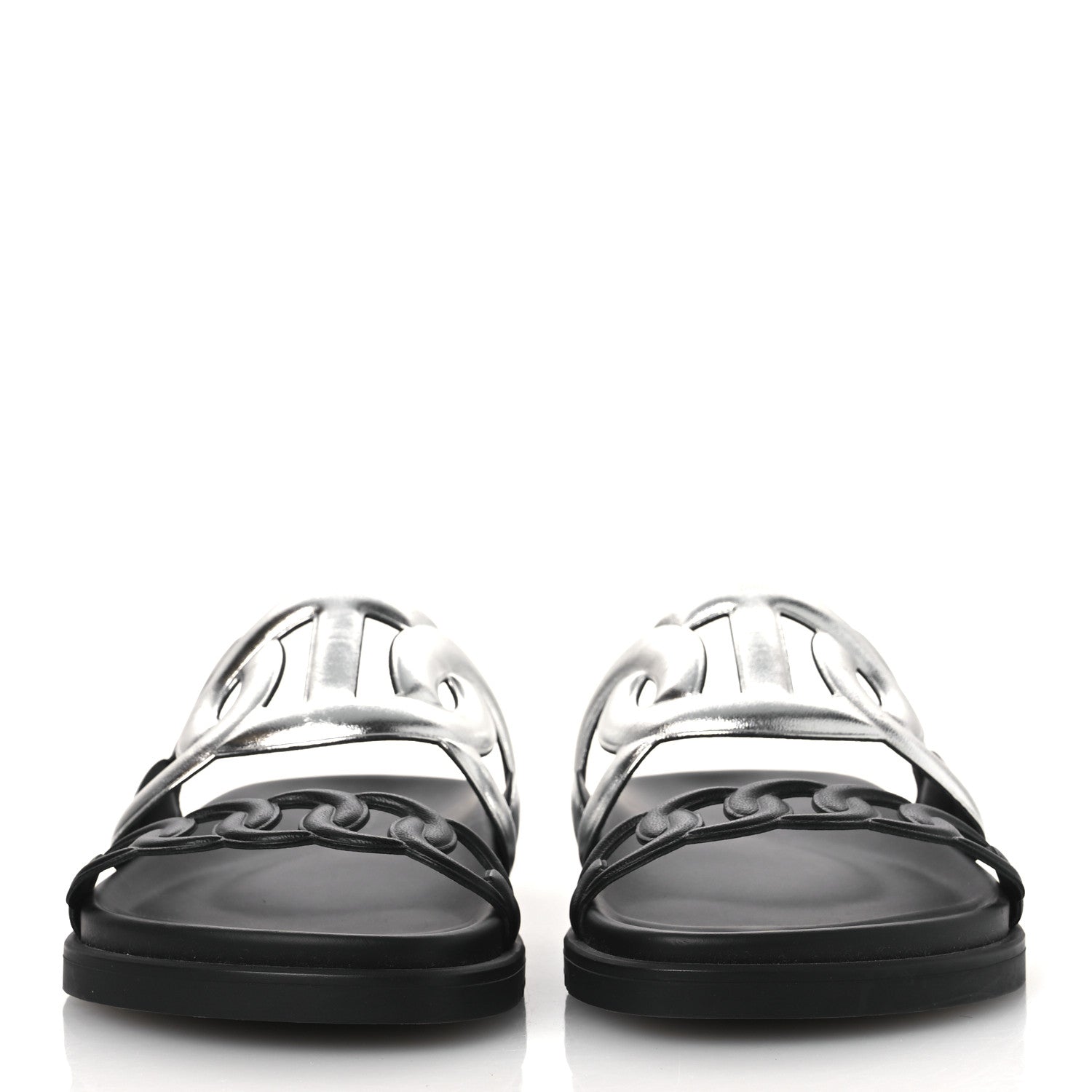Metallic Nappa Extra Sandals 36 Gris Argente Black