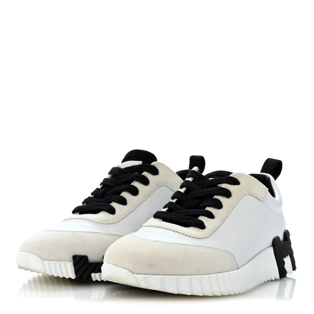 Calfskin Suede Goatskin Bouncing Sneakers 36.5 White Black
