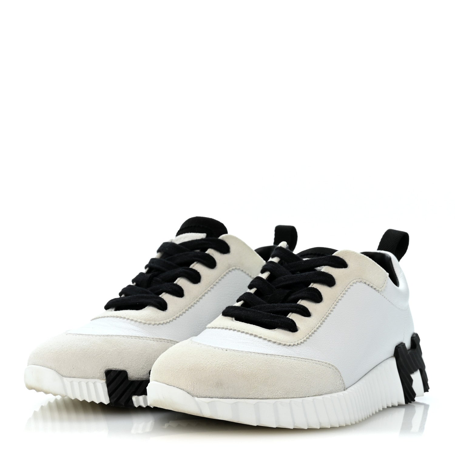 Calfskin Suede Goatskin Bouncing Sneakers 36.5 White Black