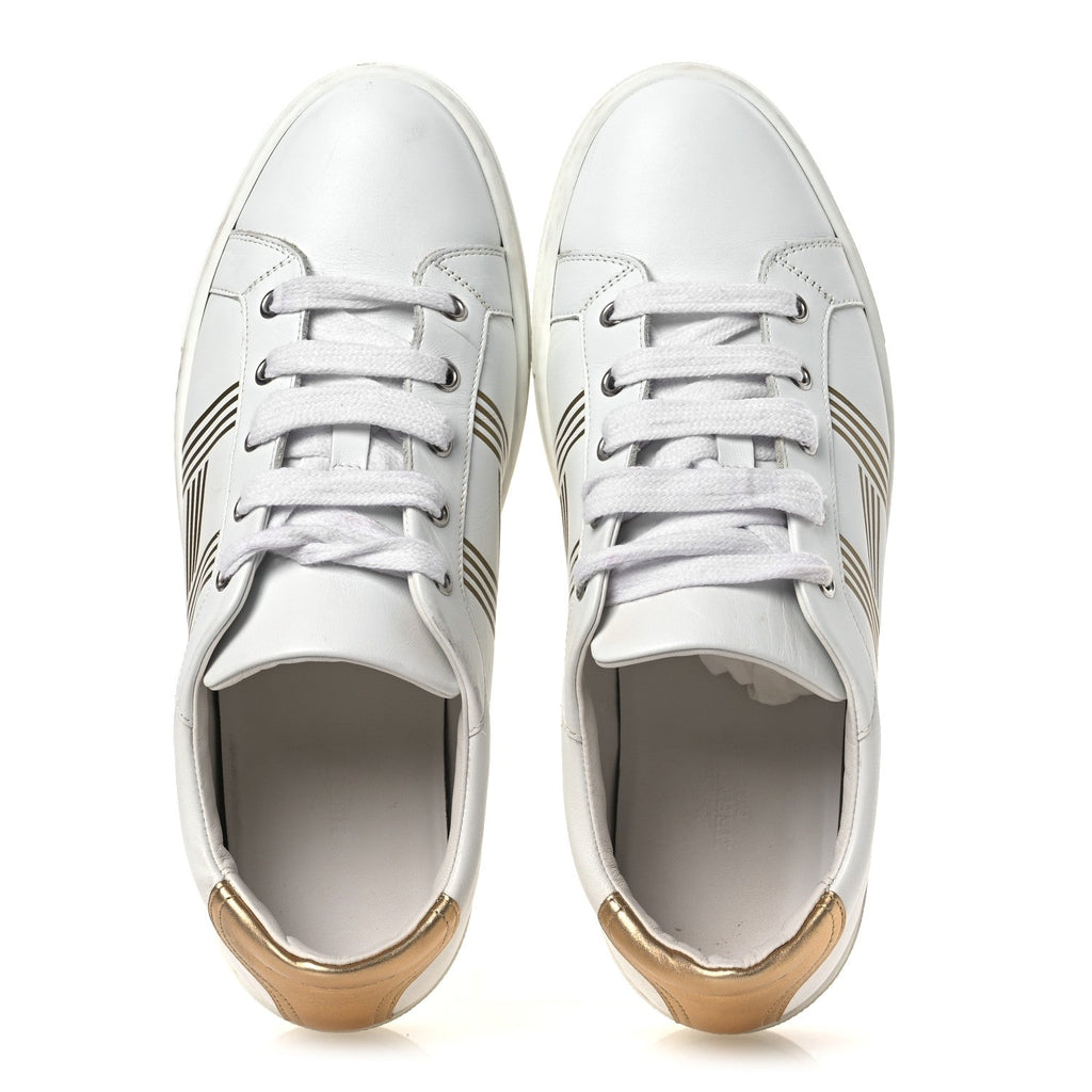 Metallic Calfskin Womens Advantage Sneakers 39.5 White Dore