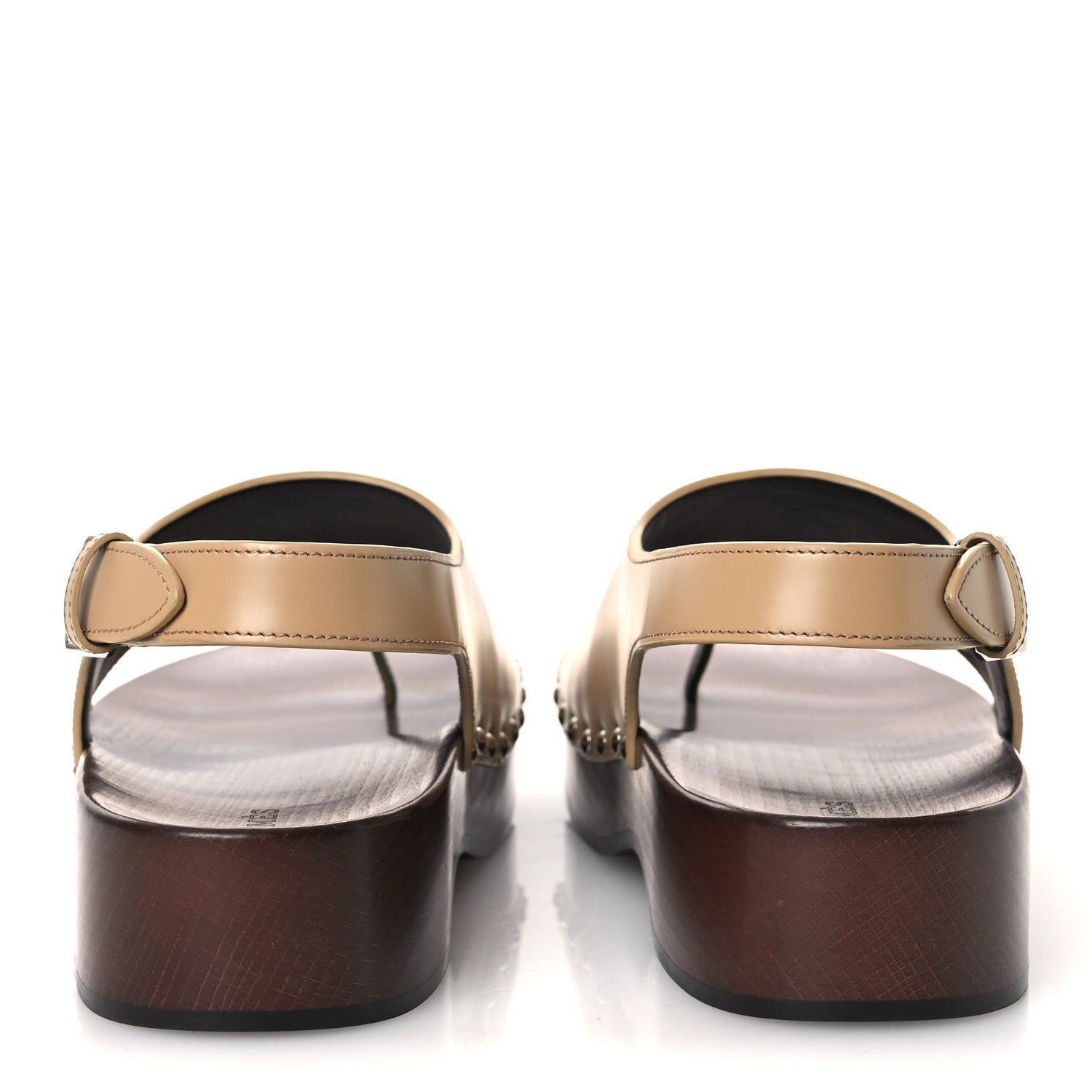 Glazed Calfskin Womens Klay Clog 40 Beige Naturel