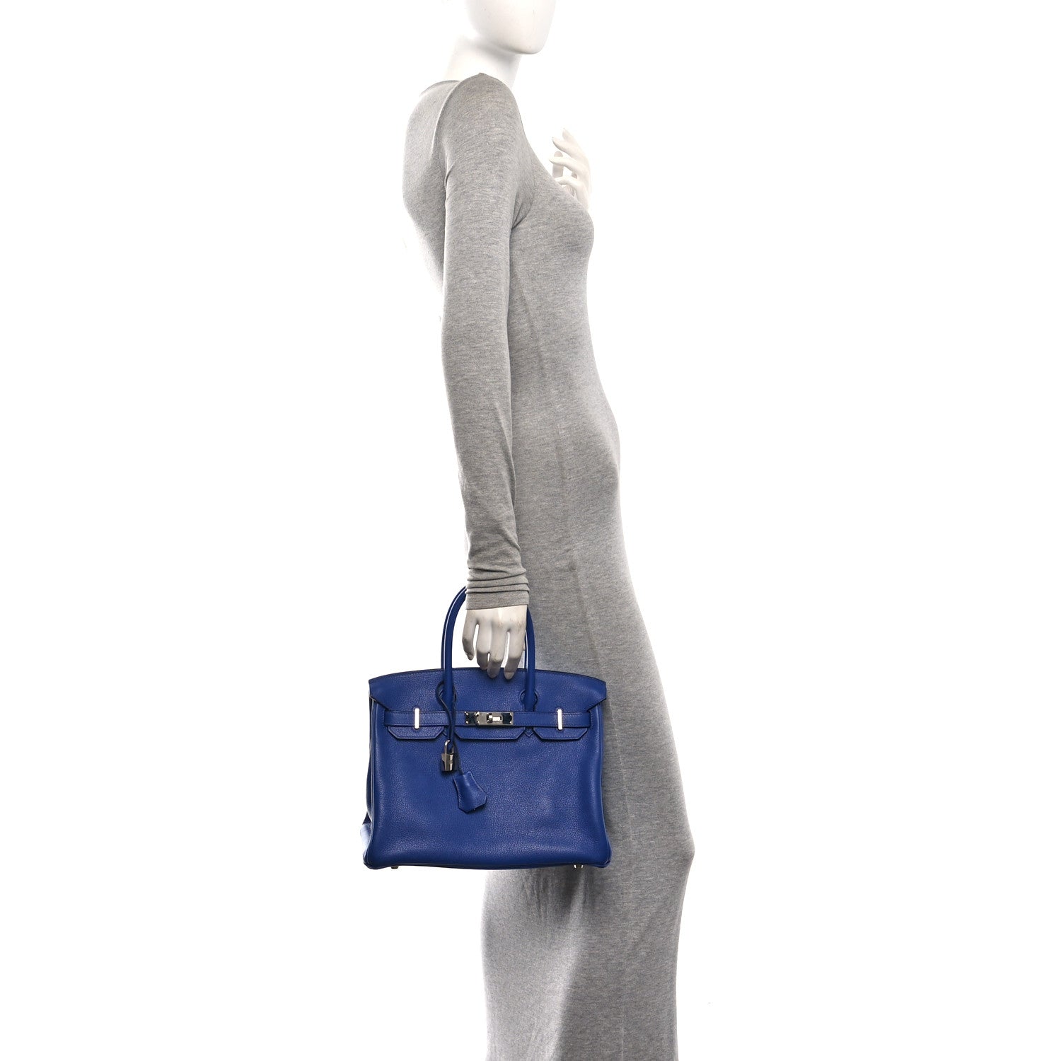 Taurillon Novillo Horseshoe Birkin 30 Bleu Brighton
