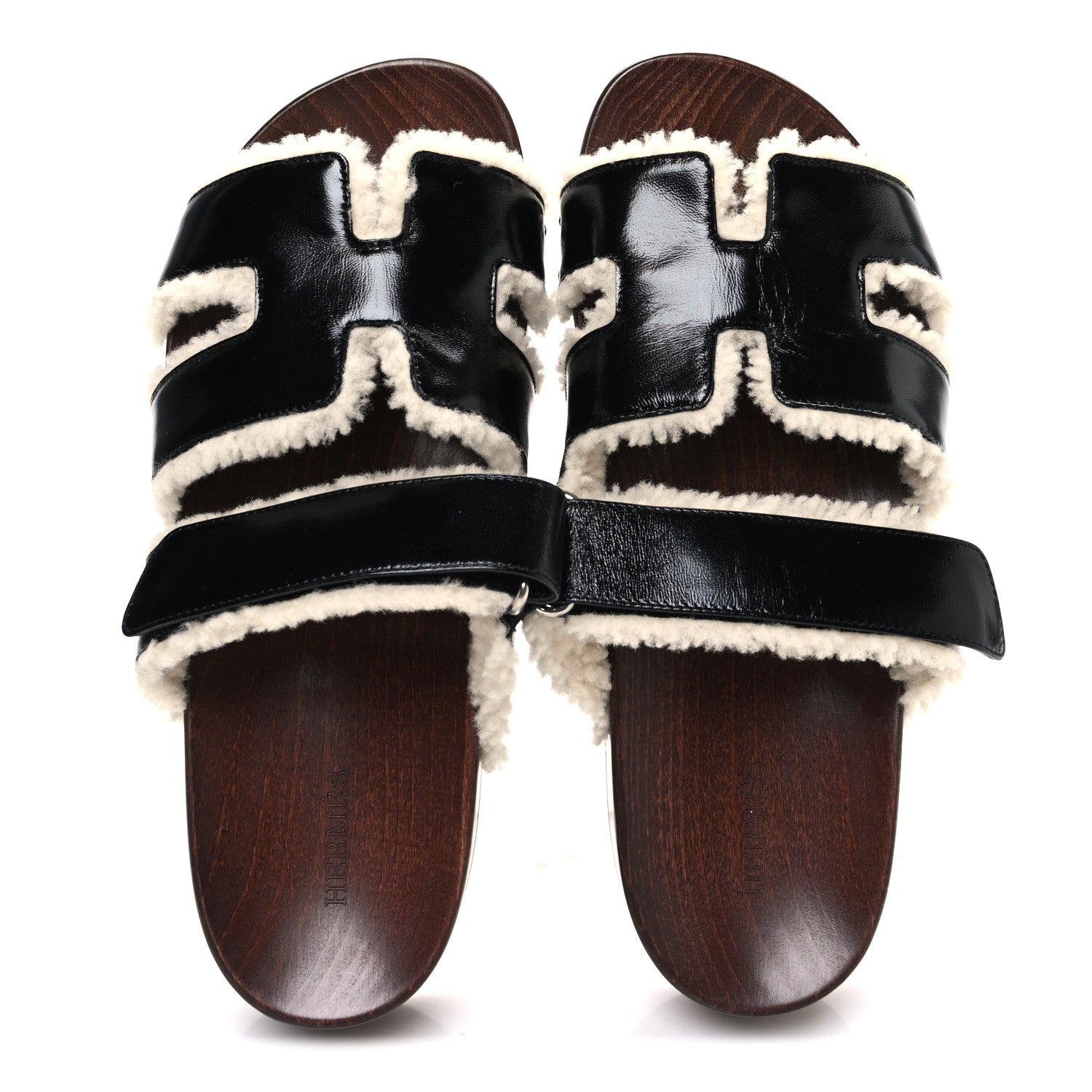 Glazed Nappa Shearling Womens Kos Clog 40 Black Ecru