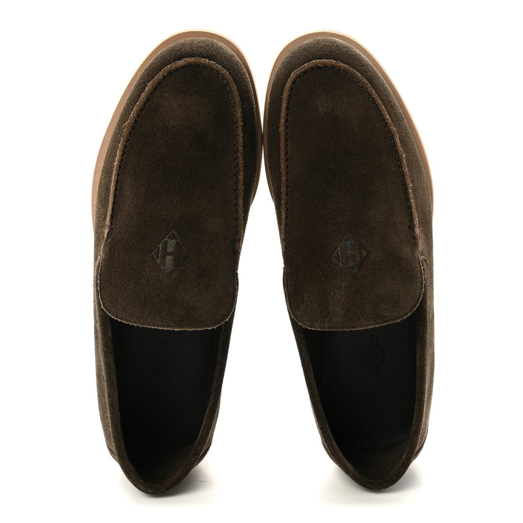 Suede Calfskin Mens Low Loafers 41.5 Ecorce
