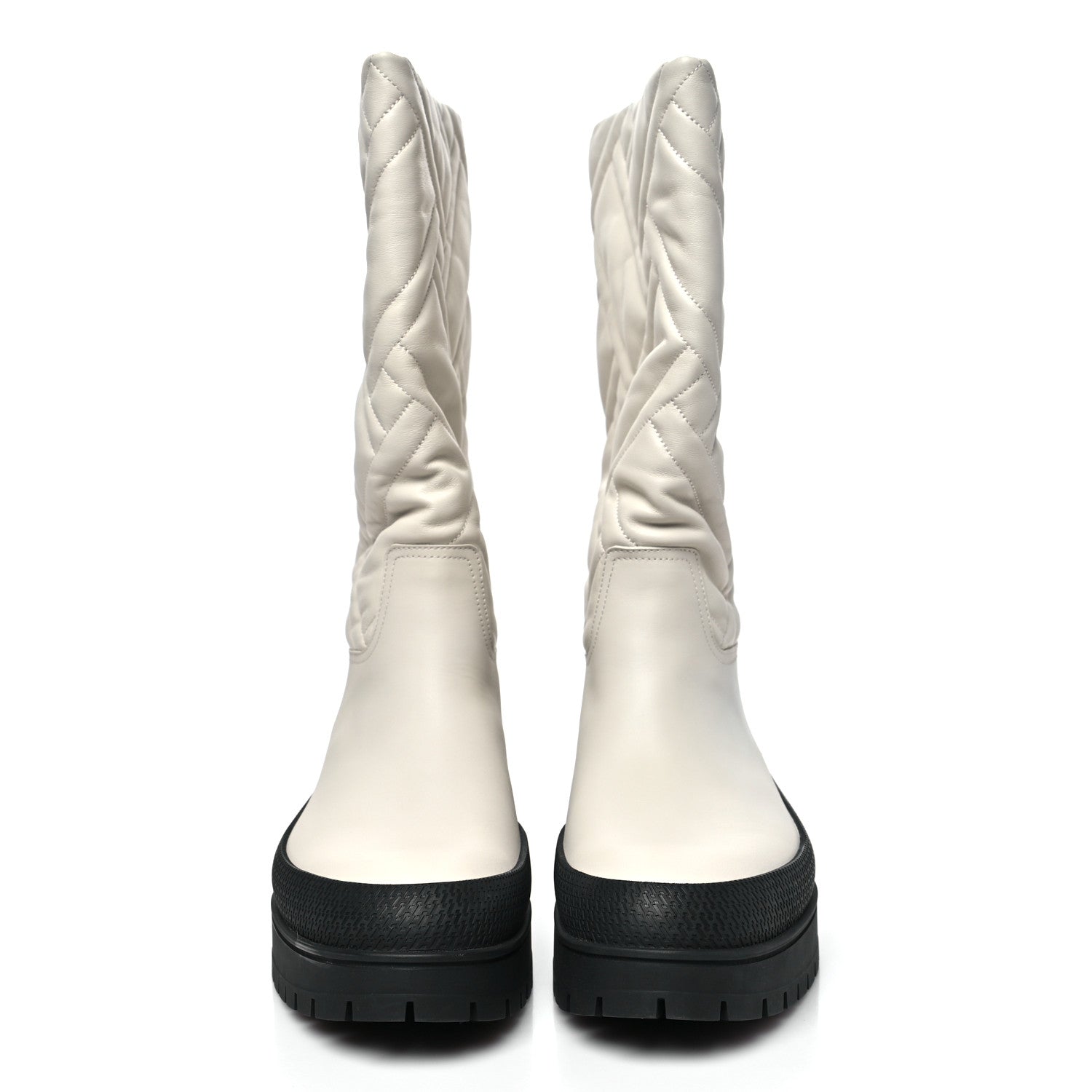 Goatskin Quilted Fuji Boots  40 Beige Glasie
