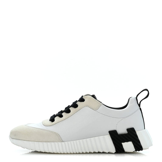 Calfskin Suede Goatskin Bouncing Sneakers White Black