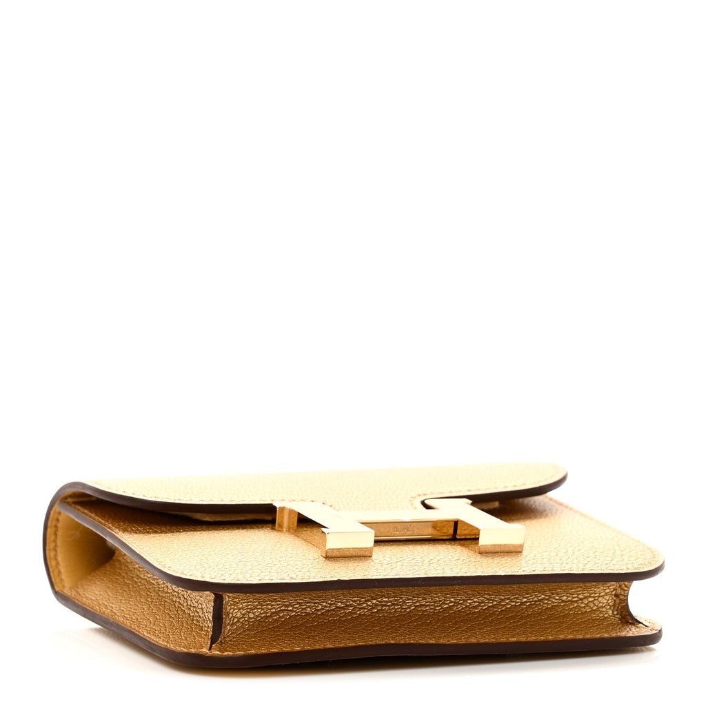 Metallic Chevre Chamkilight Constance Slim Wallet Dore