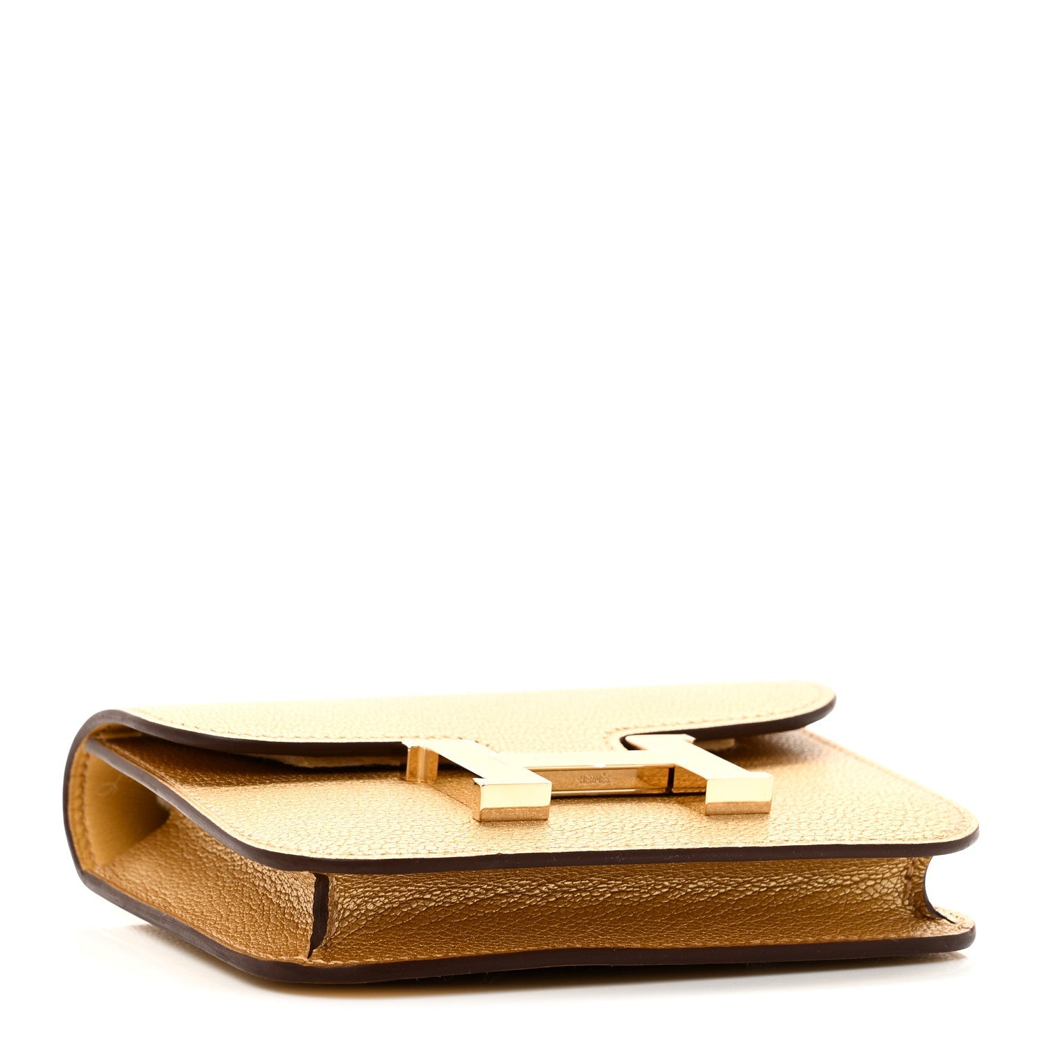 Metallic Chevre Chamkilight Constance Slim Wallet Dore