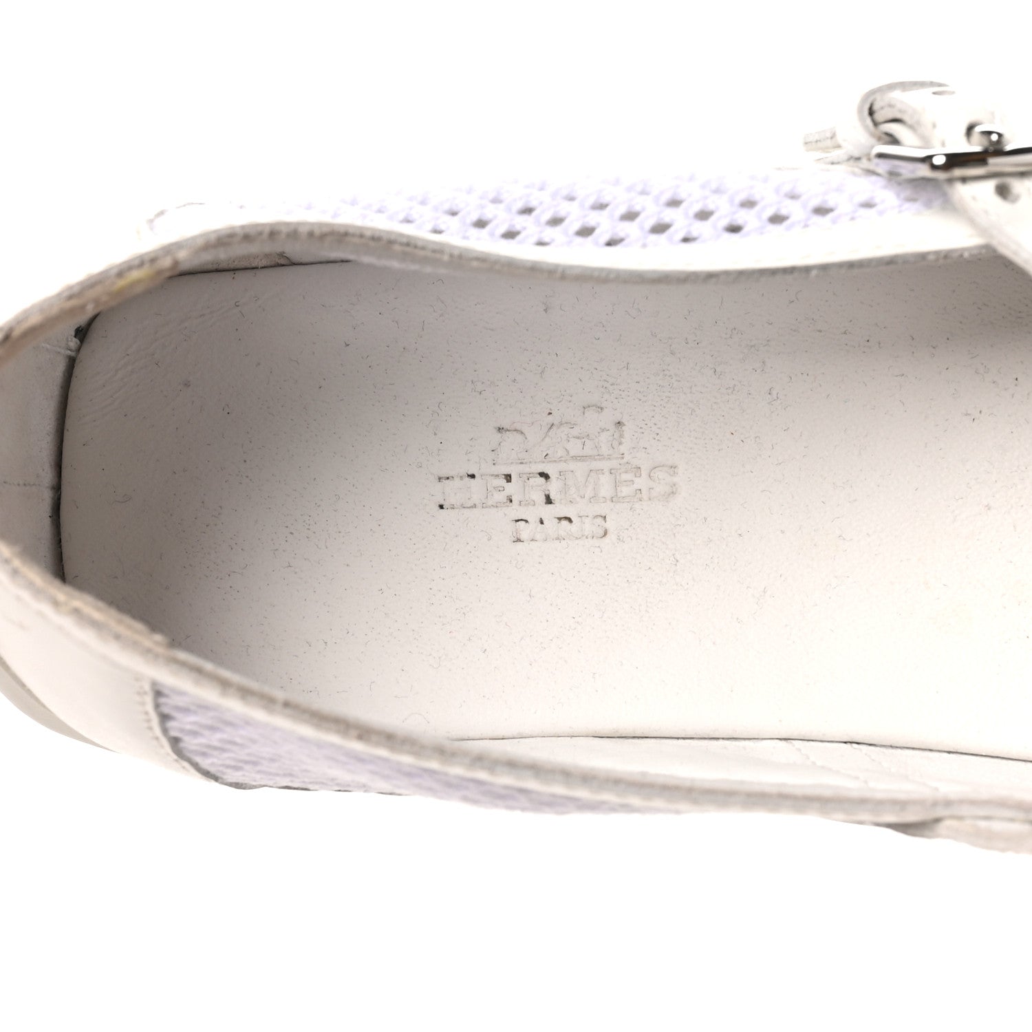 Crochet Knit Calfskin Kichu Ballet Flats 39 White