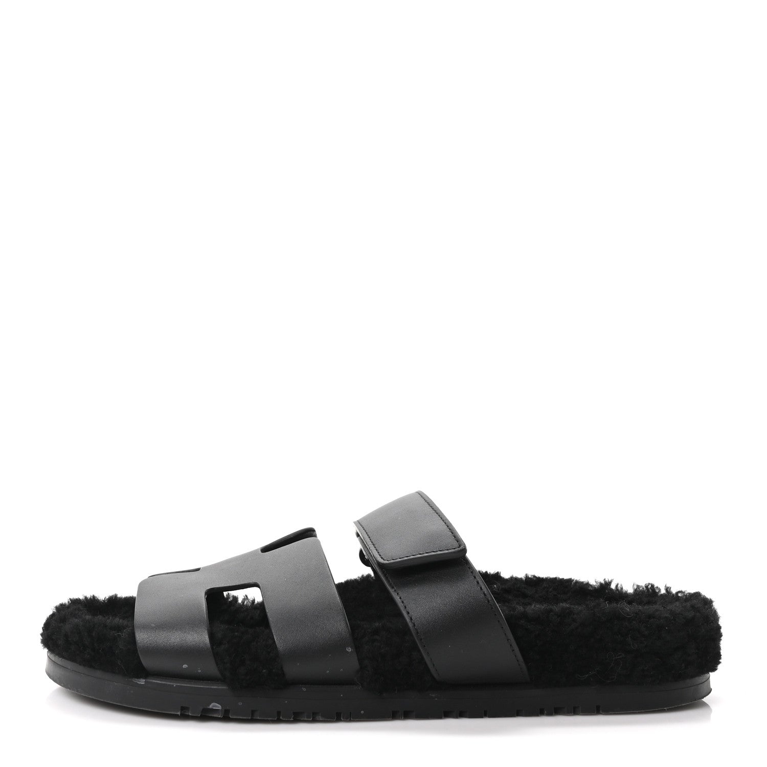 Calfskin Woolskin Womens Chypre Sandals 39 Black