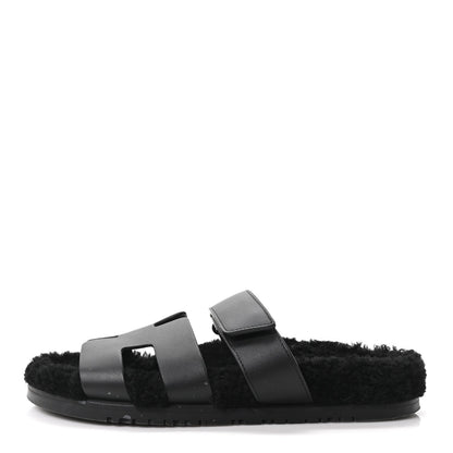 Calfskin Woolskin Womens Chypre Sandals 39 Black