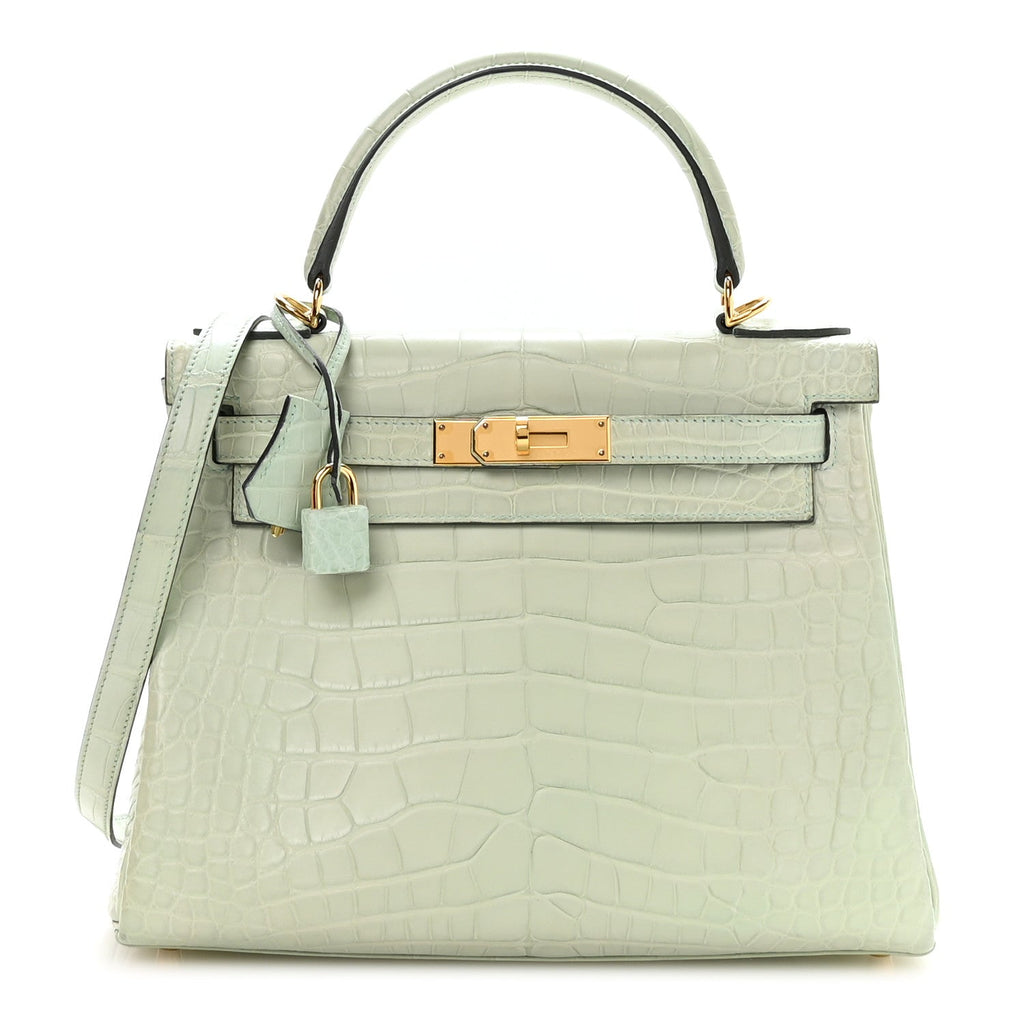 Matte Alligator Kelly Retourne 28 Vert D'eau