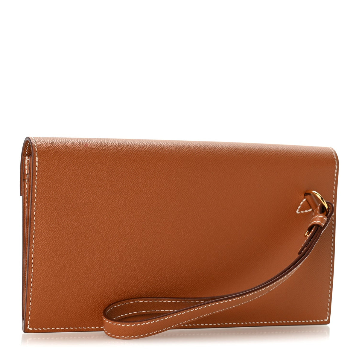 Madame Calfskin Kelly Pocket Long Wallet Gold