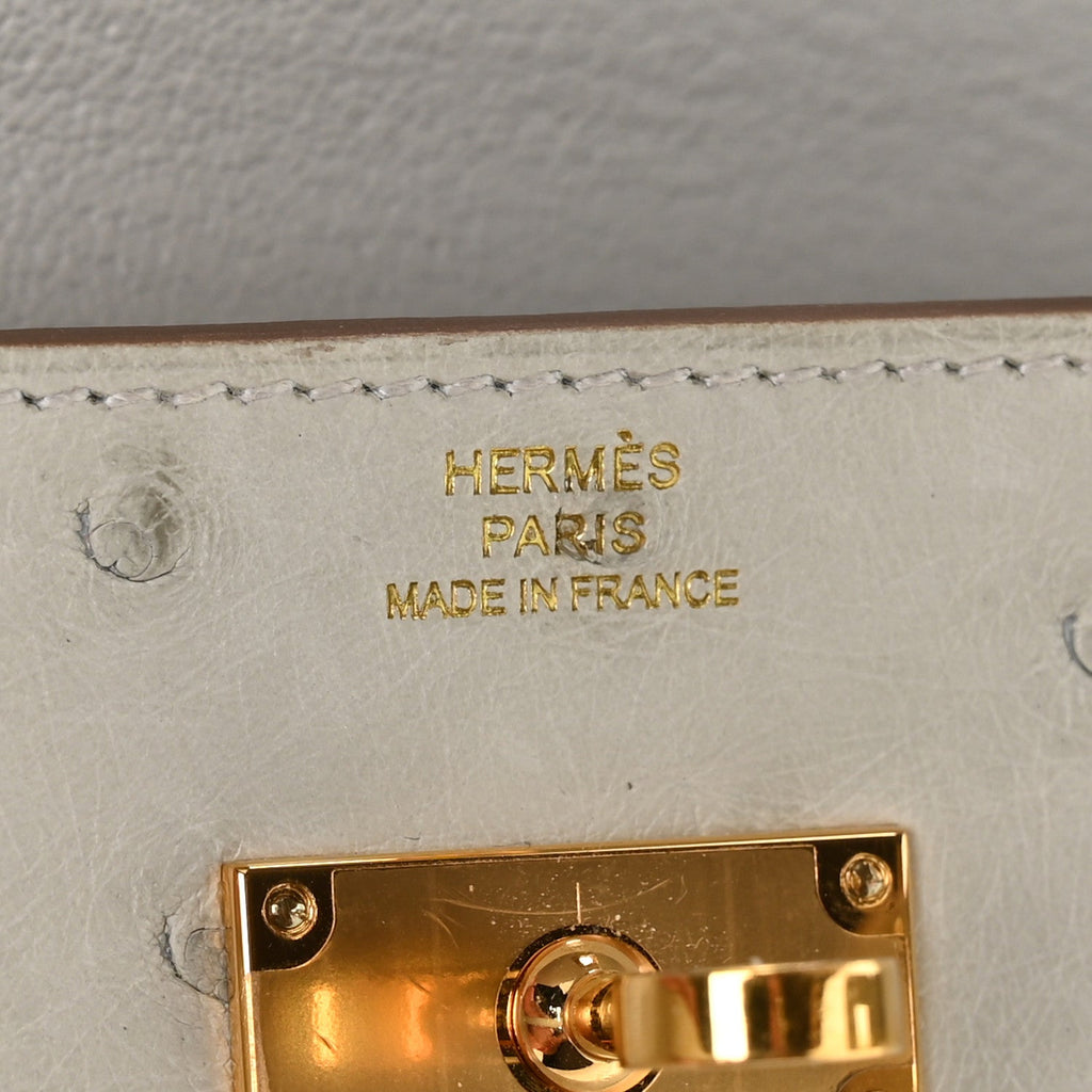 Ostrich Kelly Wallet To Go Gris Perle
