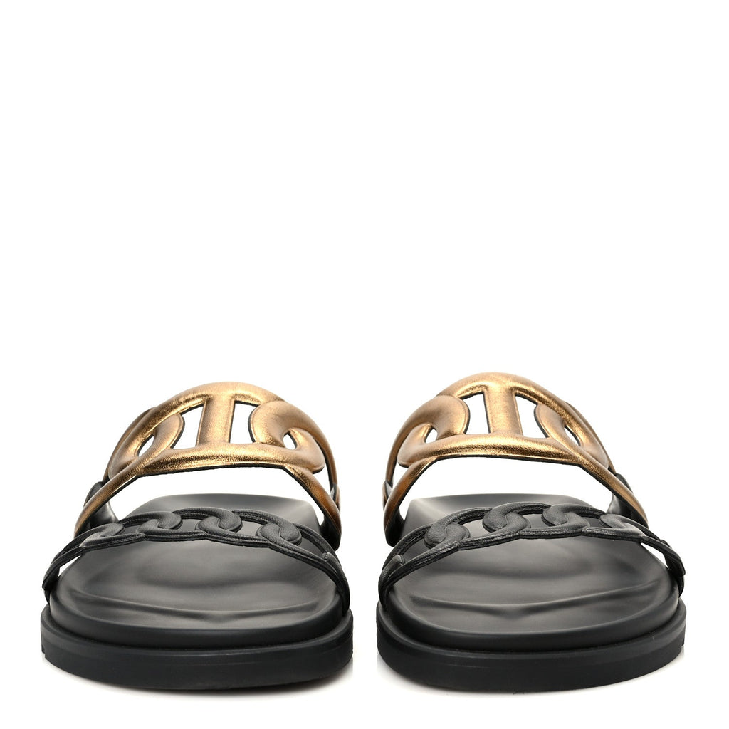 Metallic Nappa Extra Sandals 40 Black Gold