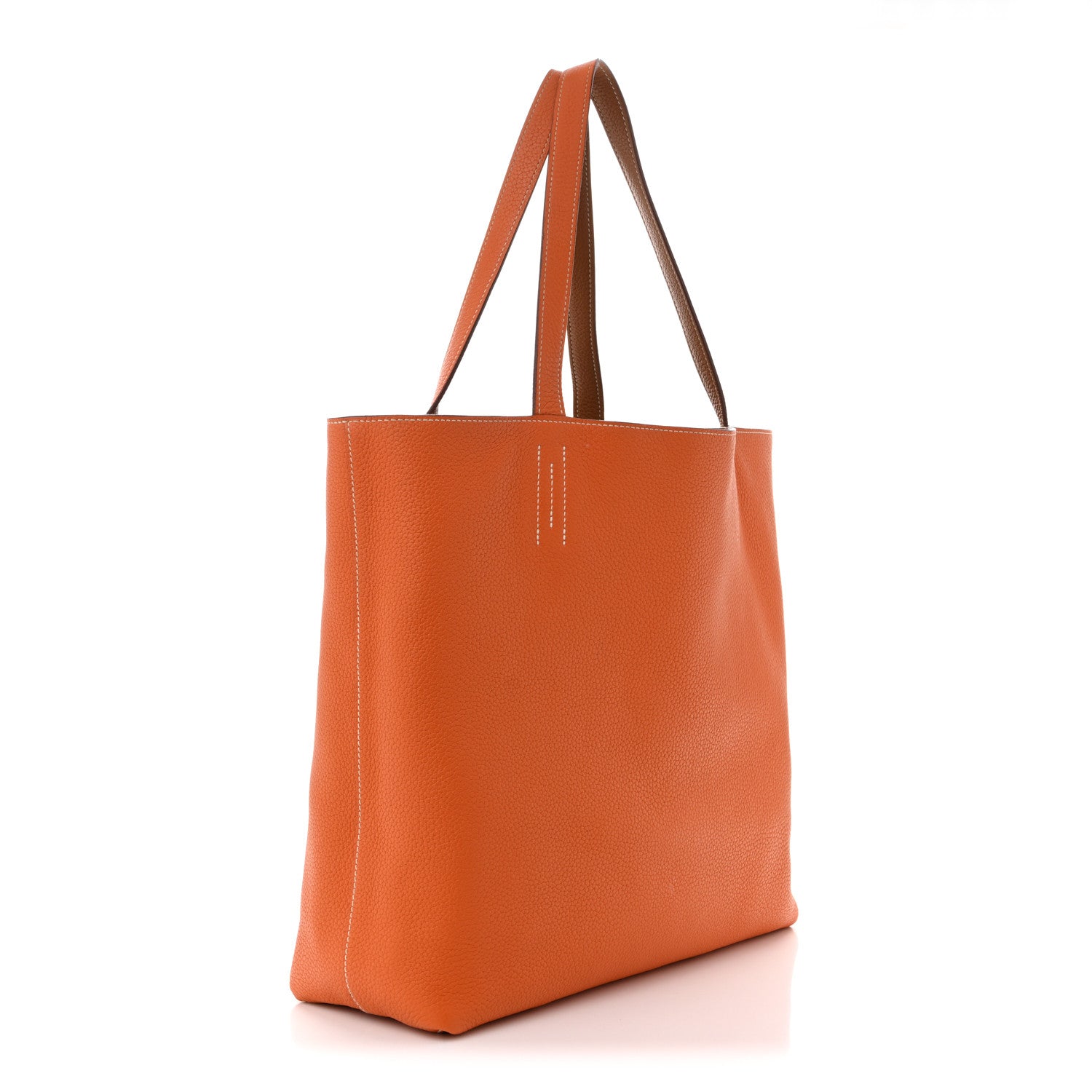 Taurillon Clemence Double Sens 45 Reversible Tote Orange Gold