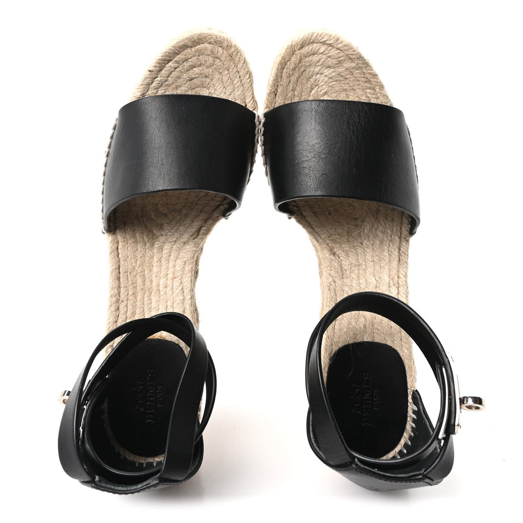 Calfskin Tipoli Espadrille Wedges 38 Black