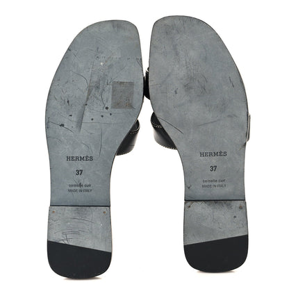 Box Calfskin Oran Sandals 37 Black