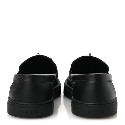 Calfskin Mens Game Slip On Sneakers Black