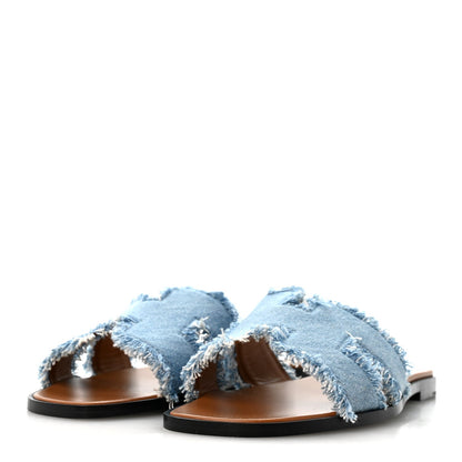 Denim Oran Fringe Sandals Bleu Clair