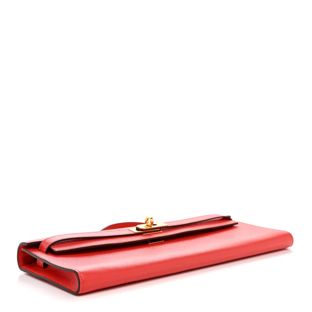 Epsom Kelly Cut Clutch Pochette Rose Jaipur