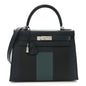 Epsom Sombrero Taurillon Clemence Kellygraphie Lettre H Kelly Sellier 28 Vert Cypress Bleu Obscur Malachite Bleu Encre