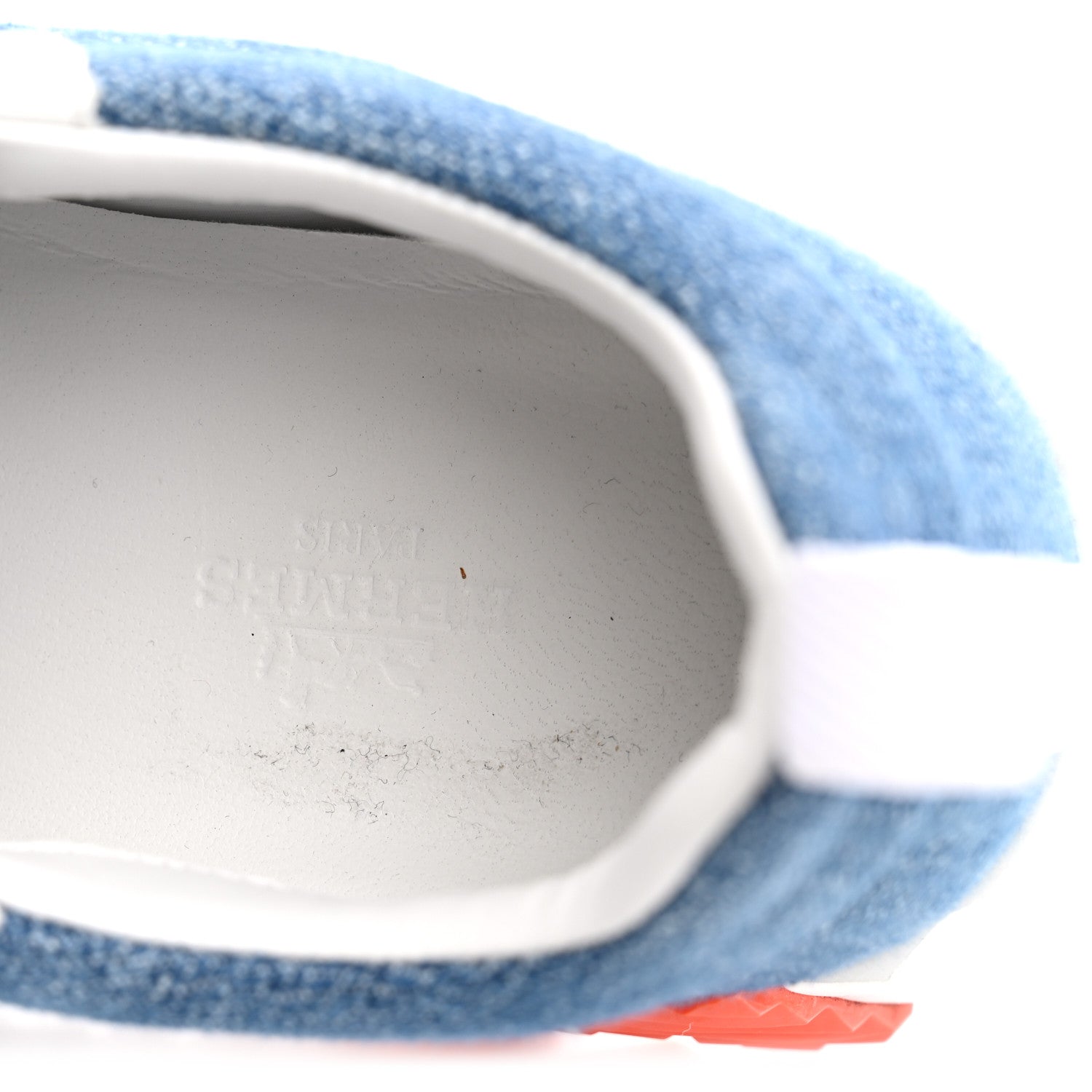 Denim Suede Goatskin Bouncing Sneakers 37.5 Bleu Clair White