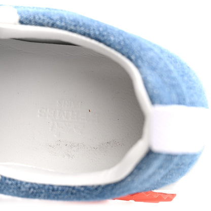 Denim Suede Goatskin Bouncing Sneakers 37.5 Bleu Clair White