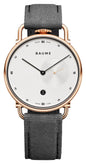 Baume & Mercier Baume Rose Gold PVD Silver Dial Gray Cotton Strap Date Quartz Mens Watch M0A10600