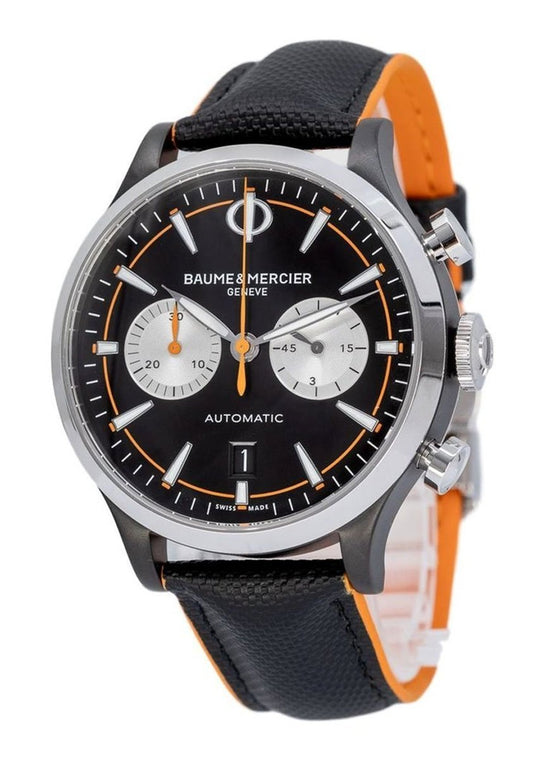 Baume & Mercier Capeland Automatic Chronograph Steel Leather Mens Watch M0A10451