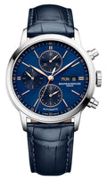 Baume & Mercier Classima Automatic Chronograph Stainless Steel Blue Dial Blue Leather Strap Day/Date Mens Watch M0A10784