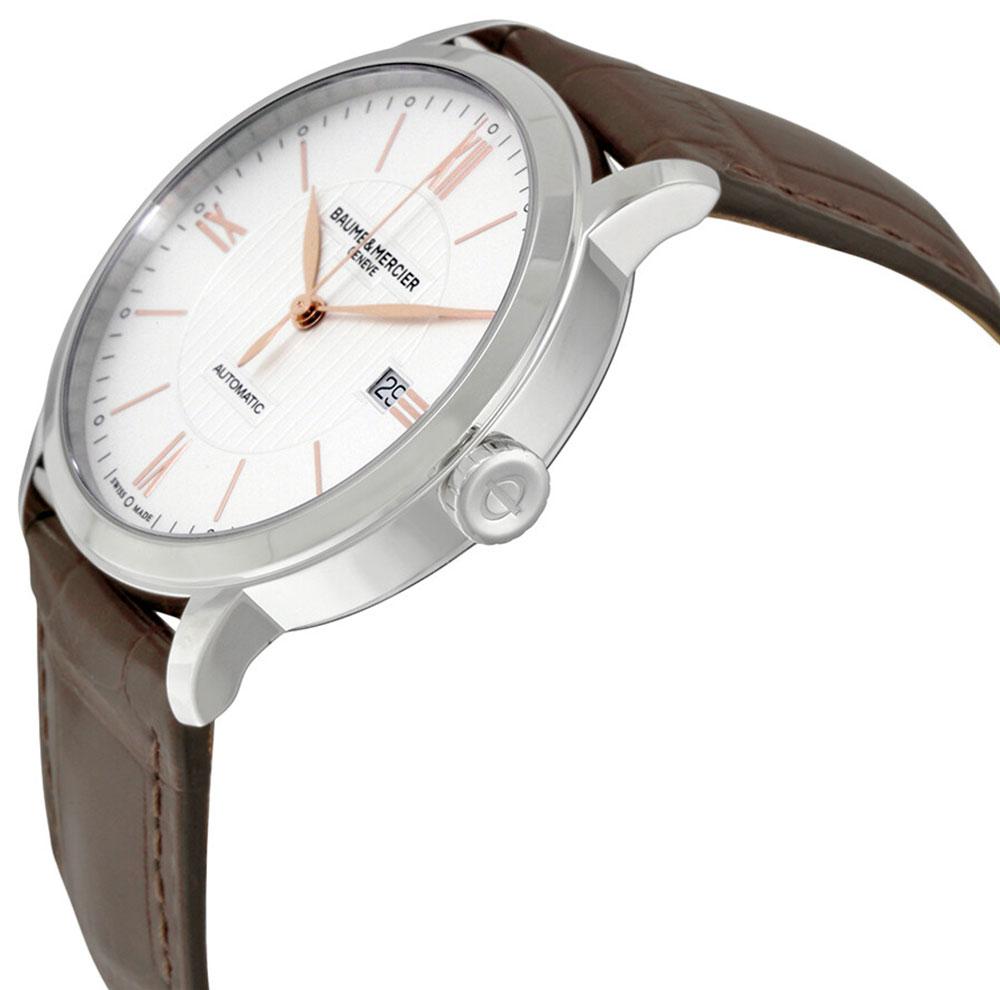 Baume & Mercier Classima Automatic Silver-Tone Dial Brown Leather Strap Date Mens Watch MOA10263