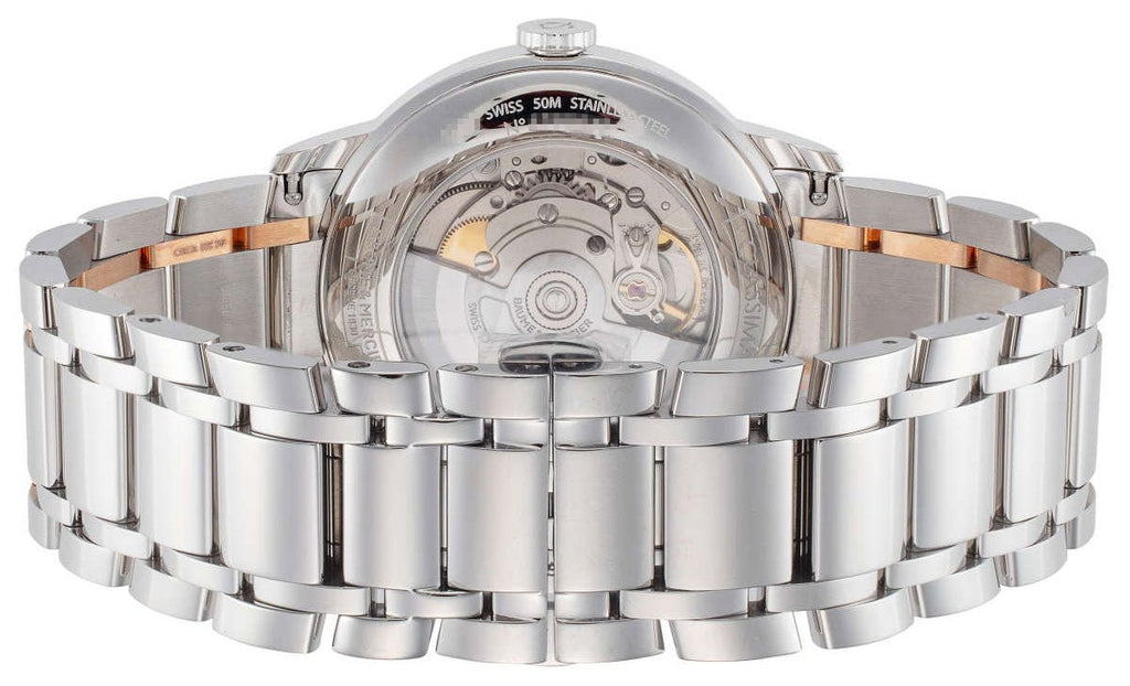 Baume & Mercier Classima Automatic Stainless Steel & 18K Rose Gold Black Dial Date Mens Watch M0A10293