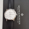 Baume & Mercier Classima Automatic White Dial Black Leather Strap Date Mens Watch MOA10332