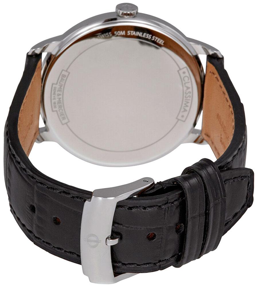 Baume & Mercier Classima Blue Dial Black Leather Strap Date Quartz Mens Watch MOA10324