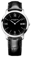 Baume & Mercier Classima Stainless Steel Black Dial Black Leather Strap Date Quartz Mens Watch MOA10098