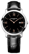 Baume & Mercier Classima Stainless Steel Black Dial Black Leather Strap Date Quartz Mens Watch MOA10127