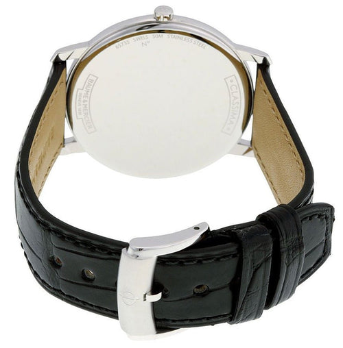 Baume & Mercier Classima Stainless Steel Black Dial Black Leather Strap Date Quartz Mens Watch MOA10127