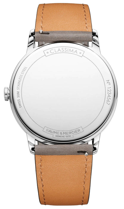 Baume & Mercier Classima Stainless Steel Green Dial Gray Brown Leather Date Quartz Mens Watch M0A10607