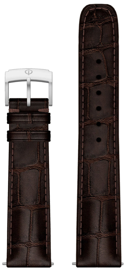 Baume & Mercier Classima Stainless Steel Silver Dial Green Fabric Interchangeable Brown Leather Strap Quartz Mens Watch M0A10705