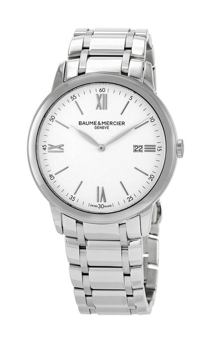 Baume & Mercier Classima Stainless Steel White Dial Date Quartz Mens Watch M0A10526