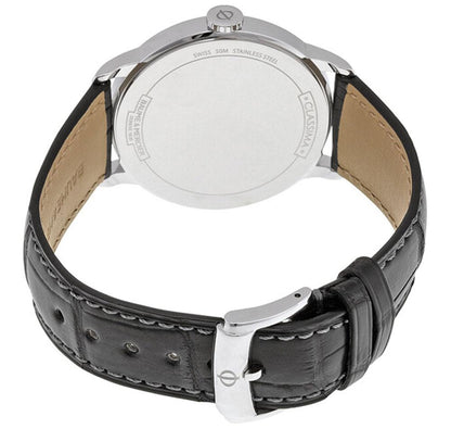 Baume & Mercier Classima White Dial Black Leather Strap Moonphase Date Quartz Mens Watch MOA10219
