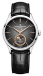 Baume & Mercier Clifton Baumatic Automatic Stainless Steel Gray Dial Black Leather Strap Moonphase Date Mens Watch M0A10758