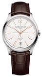 Baume & Mercier Clifton Baumatic Automatic Stainless Steel Silver Dial Brown Leather Strap Date Mens Watch M0A10773