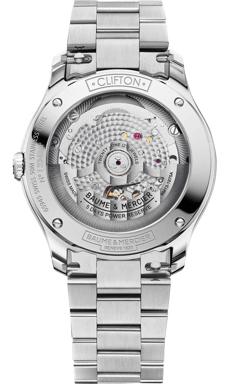 Baume & Mercier Clifton Baumatic Automatic Stainless Steel White Dial Date Mens Watch M0A10793