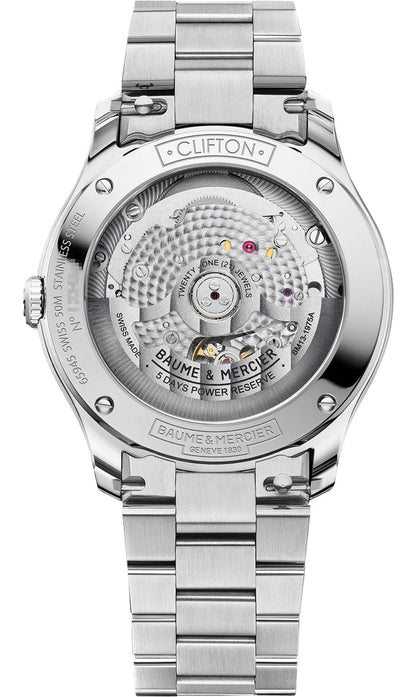 Baume & Mercier Clifton Baumatic Automatic Stainless Steel White Dial Date Mens Watch M0A10793