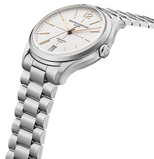 Baume & Mercier Clifton Baumatic Automatic Stainless Steel White Dial Date Mens Watch M0A10793