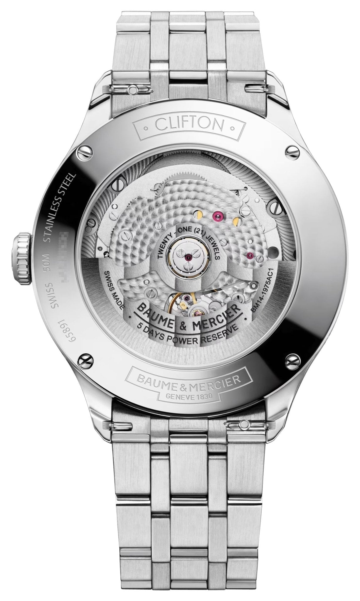 Baume & Mercier Clifton Baumatic Automatic Stainless Steel White Dial Moonphase Date Mens Watch M0A10552